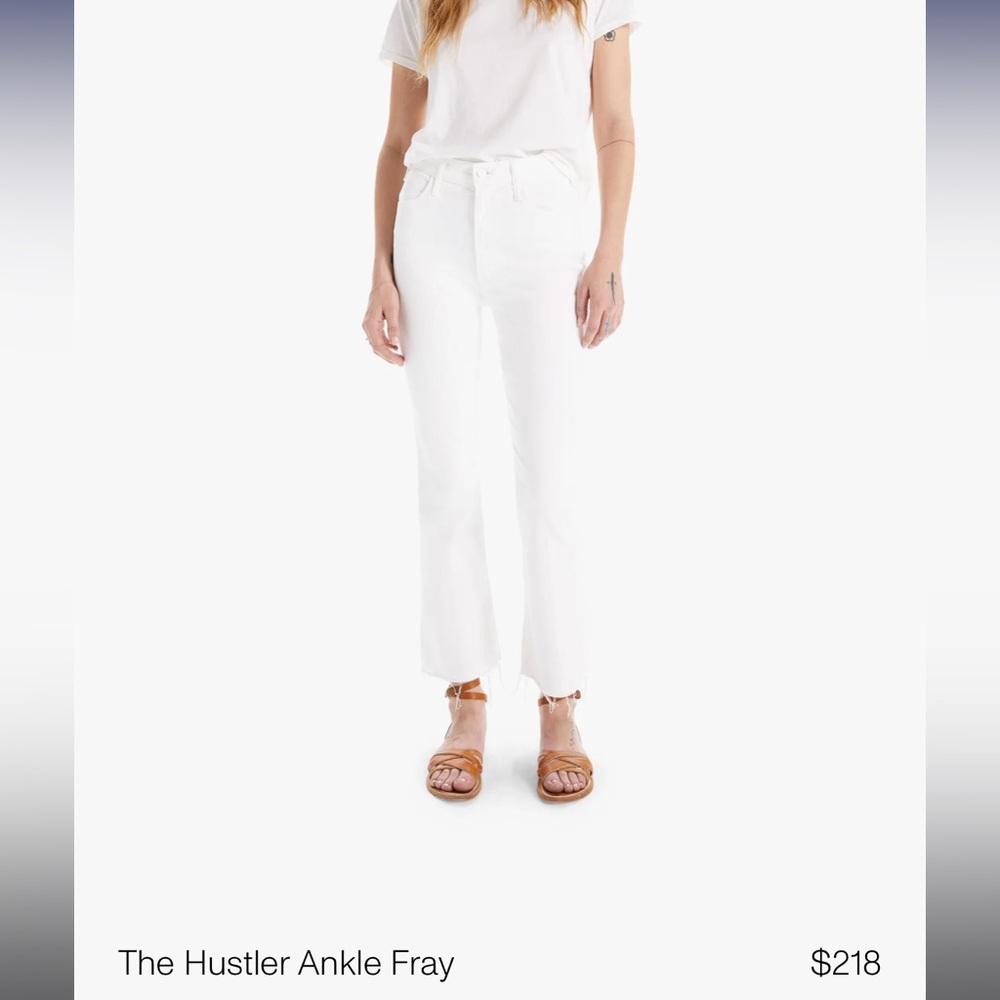 Mother The Hustler Ankle Fray white jeans